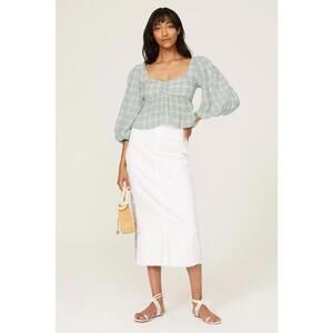 Show Me Your Mumu Green Cathy Gingham Top Size M with Fabric Pull